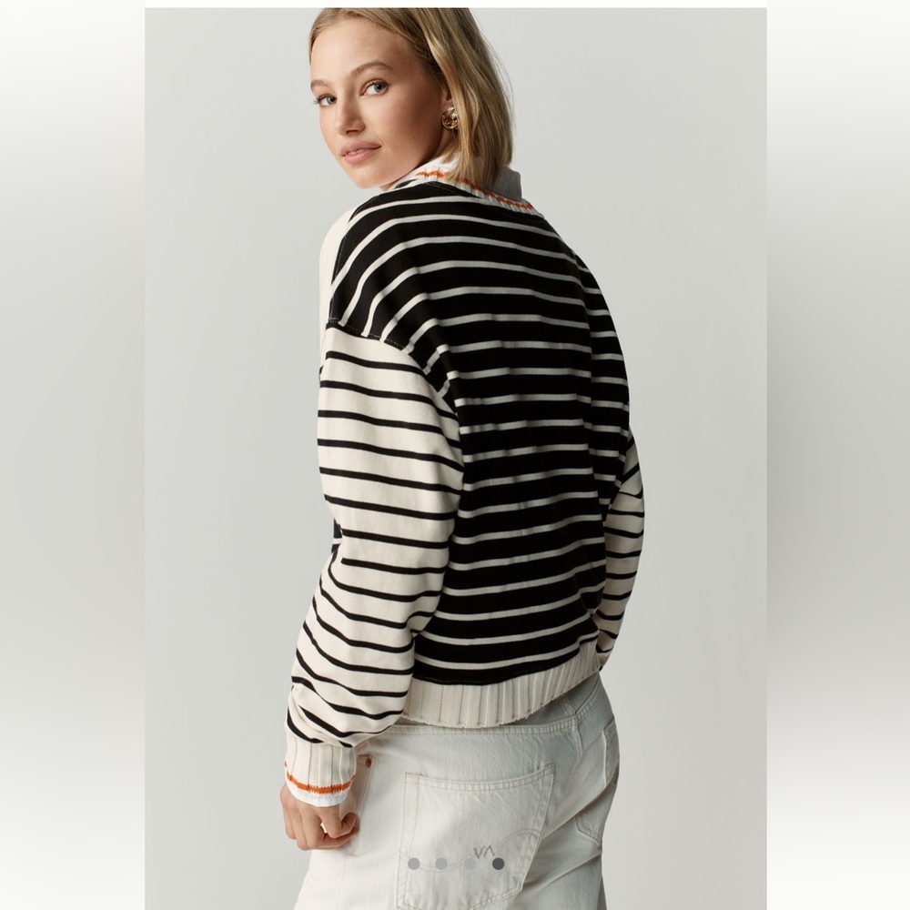 Anthropologie Maeve striped crop sweatshirt - Picture 4 of 9